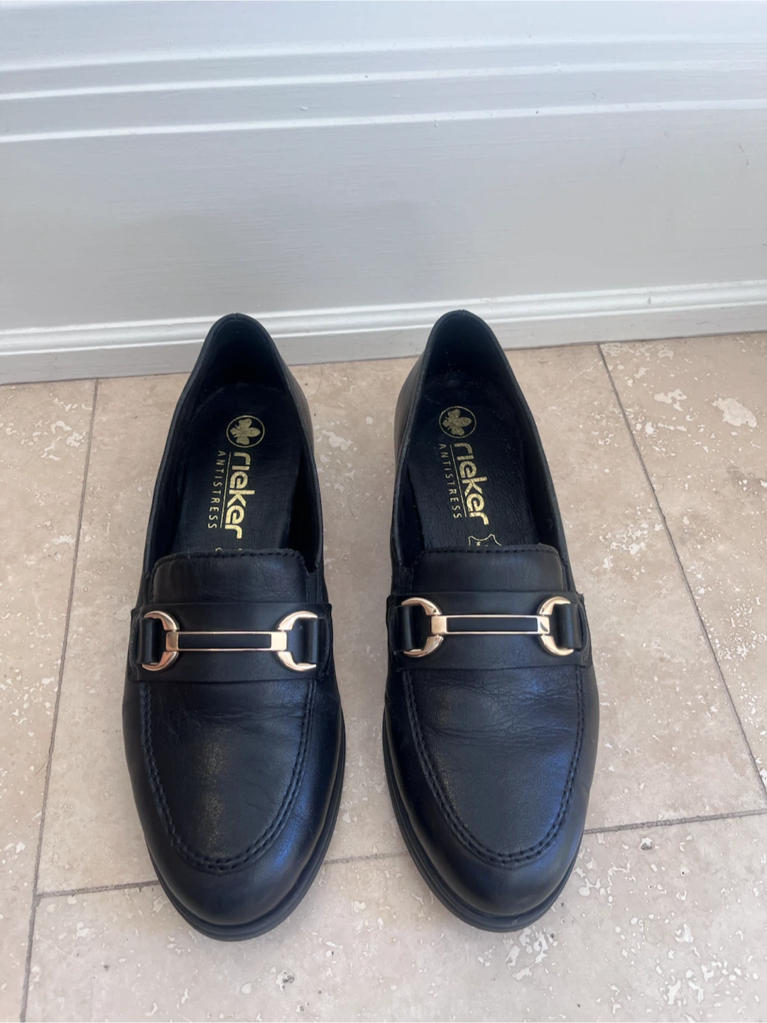 Rieker Antistress Black Leather Loafers