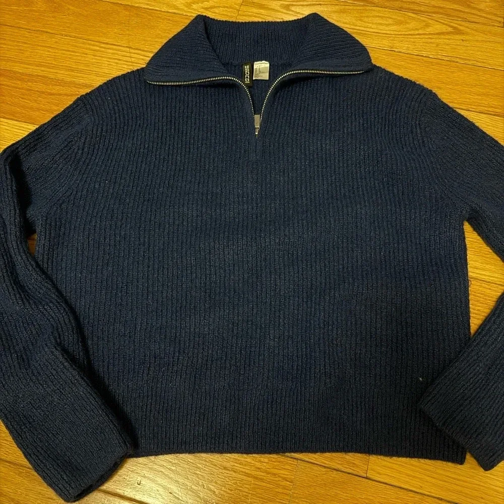 Navy H&M Quarter Zip Sweater