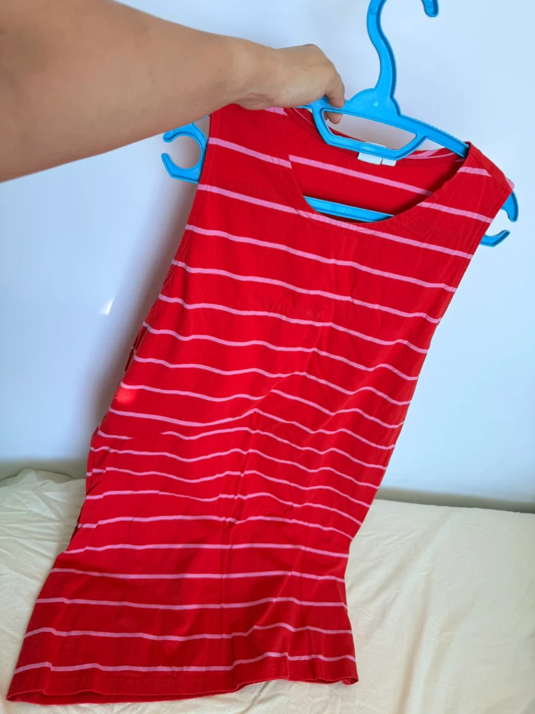 Red and pink striped tank top