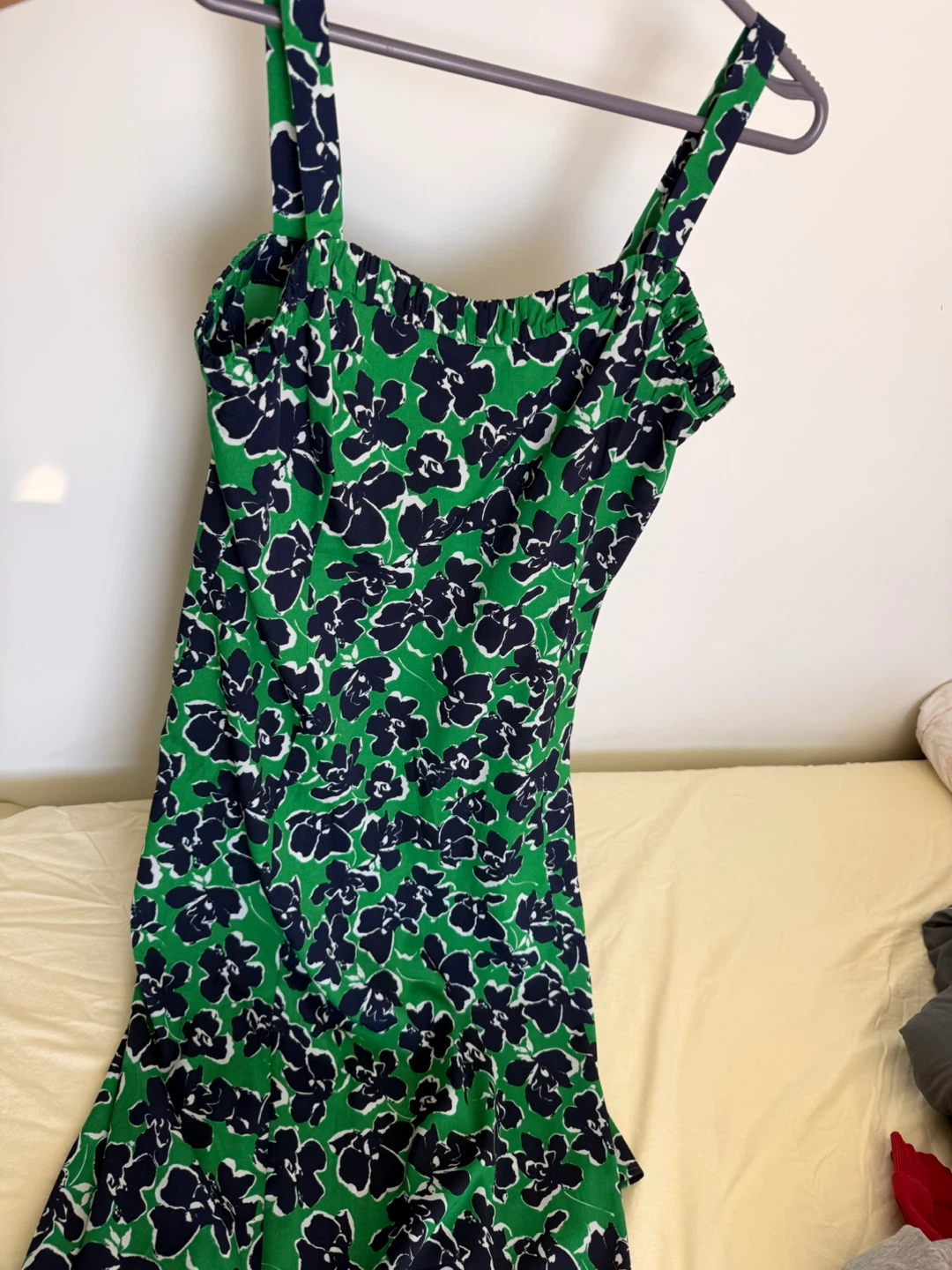 Green and Navy Floral Print Sundress