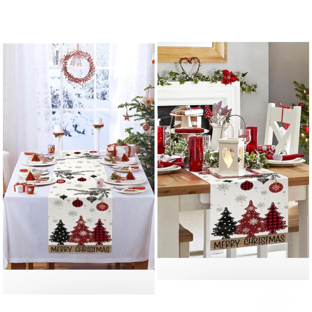 Brand new Red Pine Trees Christmas Table Runner 72 inches - photo 4