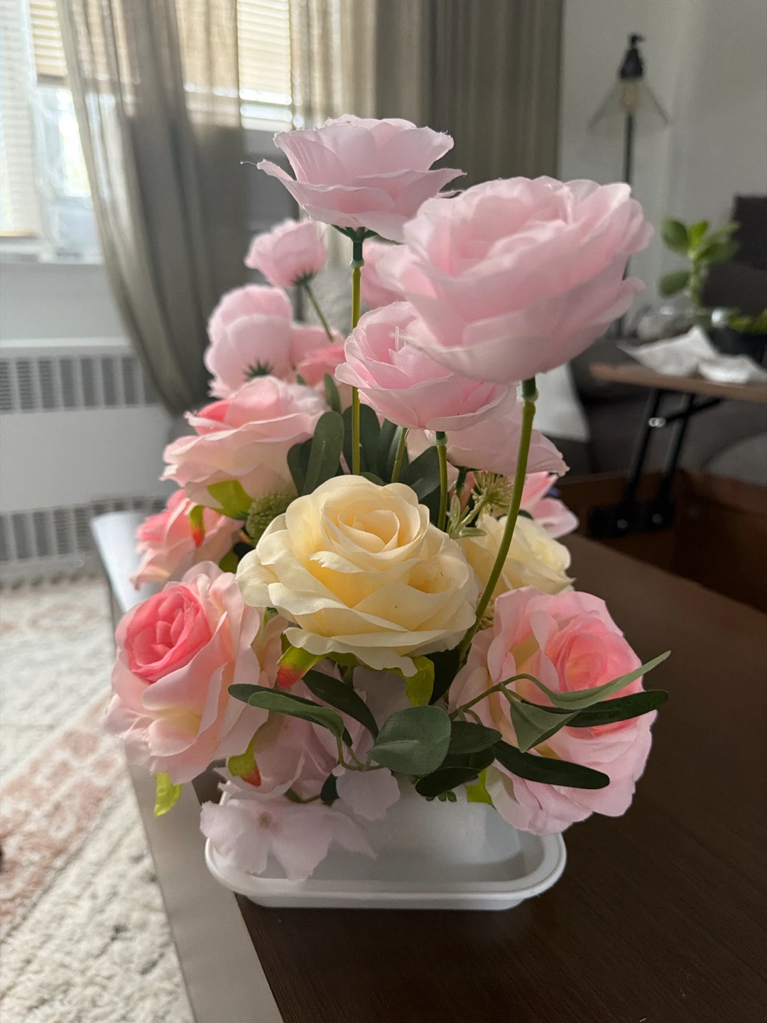Artificial Pink and Cream Rose Floral Arrangement - photo 2
