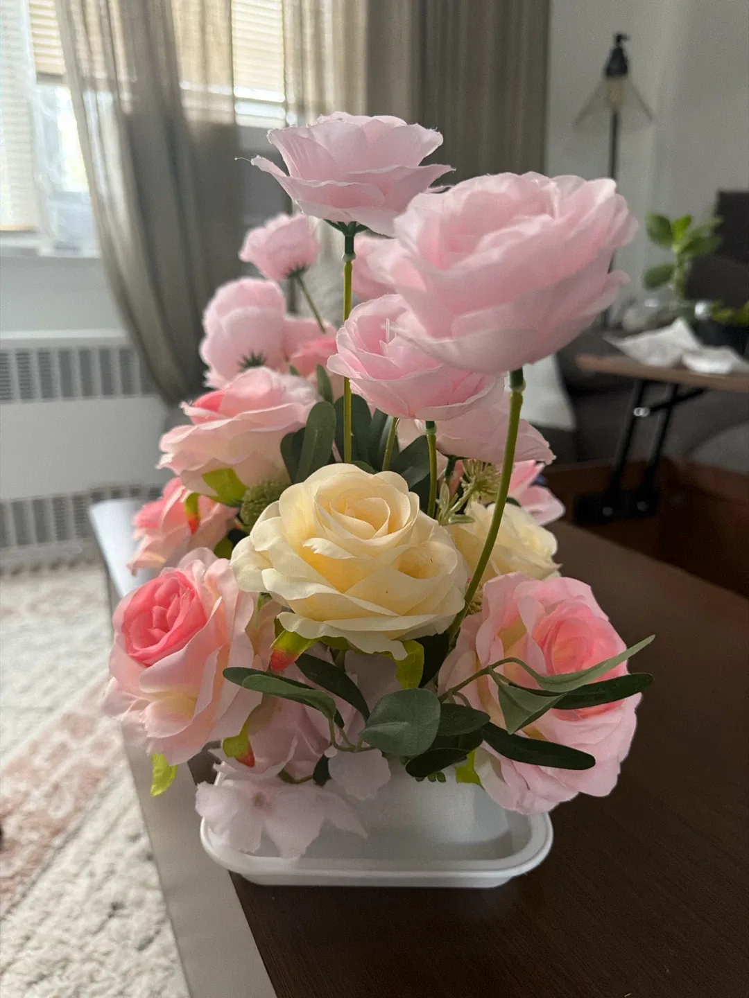 Artificial Pink and Cream Rose Floral Arrangement - photo 2