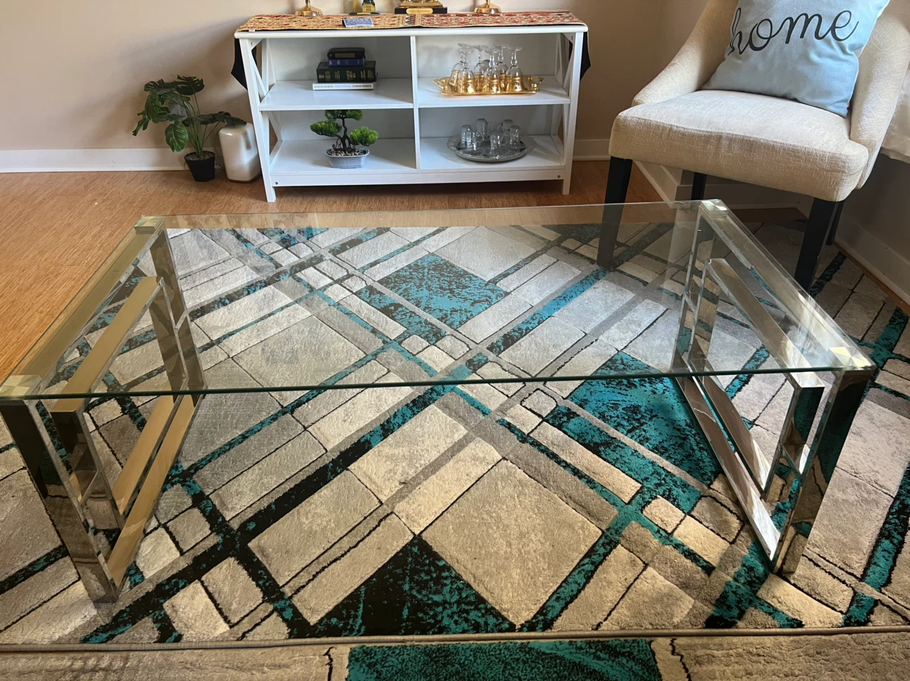 Modern Chrome and Glass Coffee Table