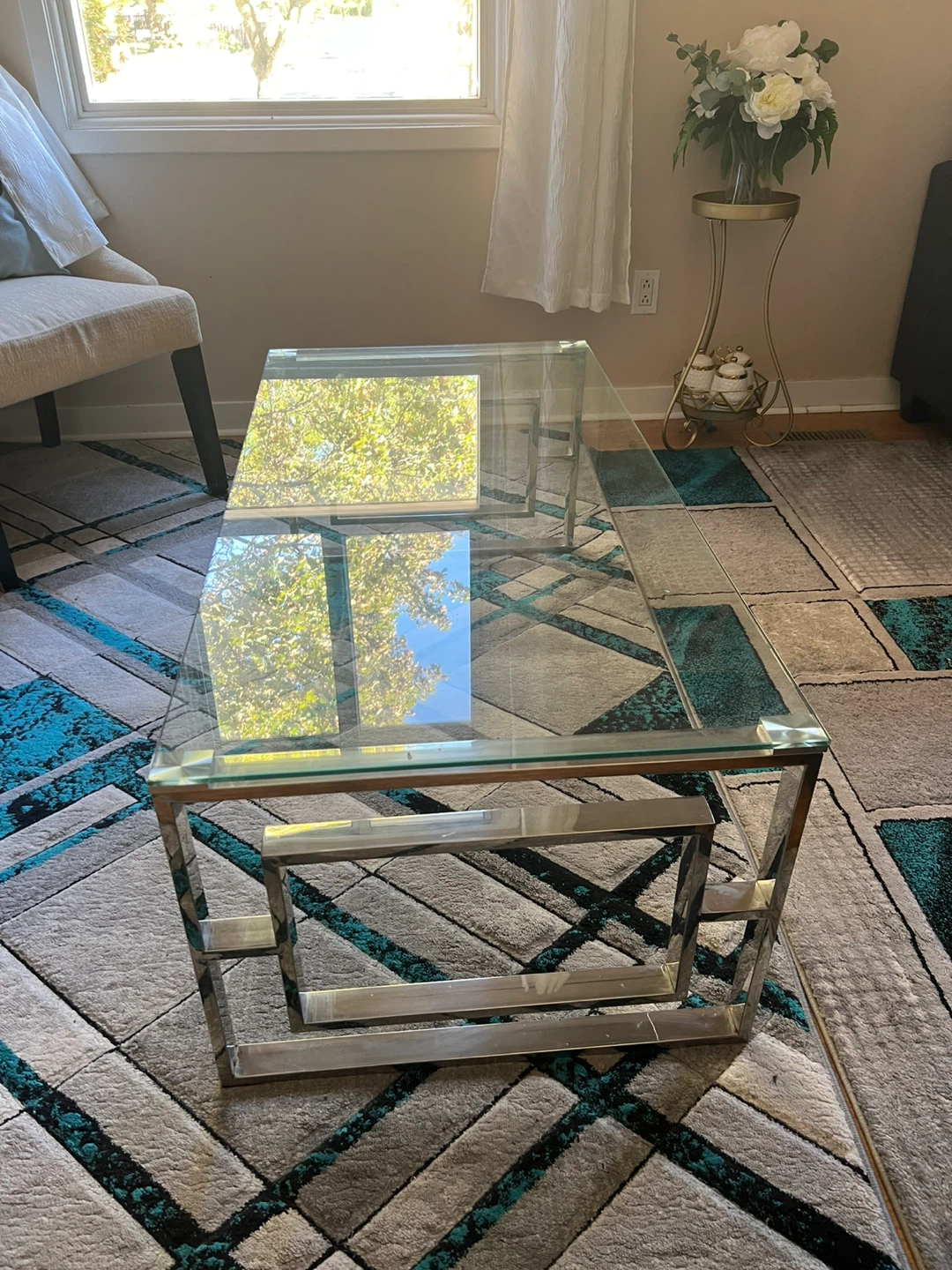 Modern Chrome and Glass Coffee Table - photo 3