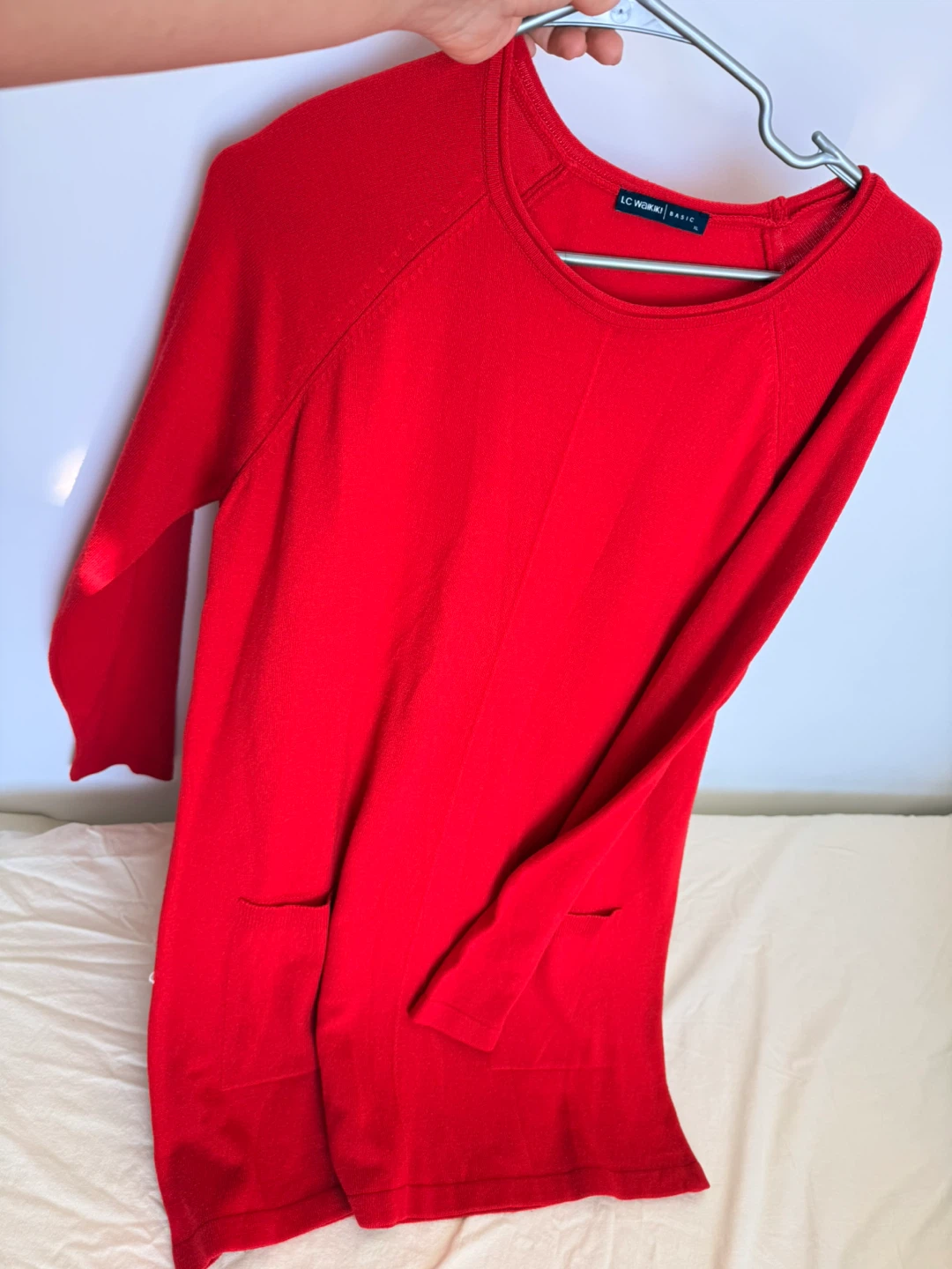 LC Waikiki Basic Red Long-Sleeve Tunic, Size XL
