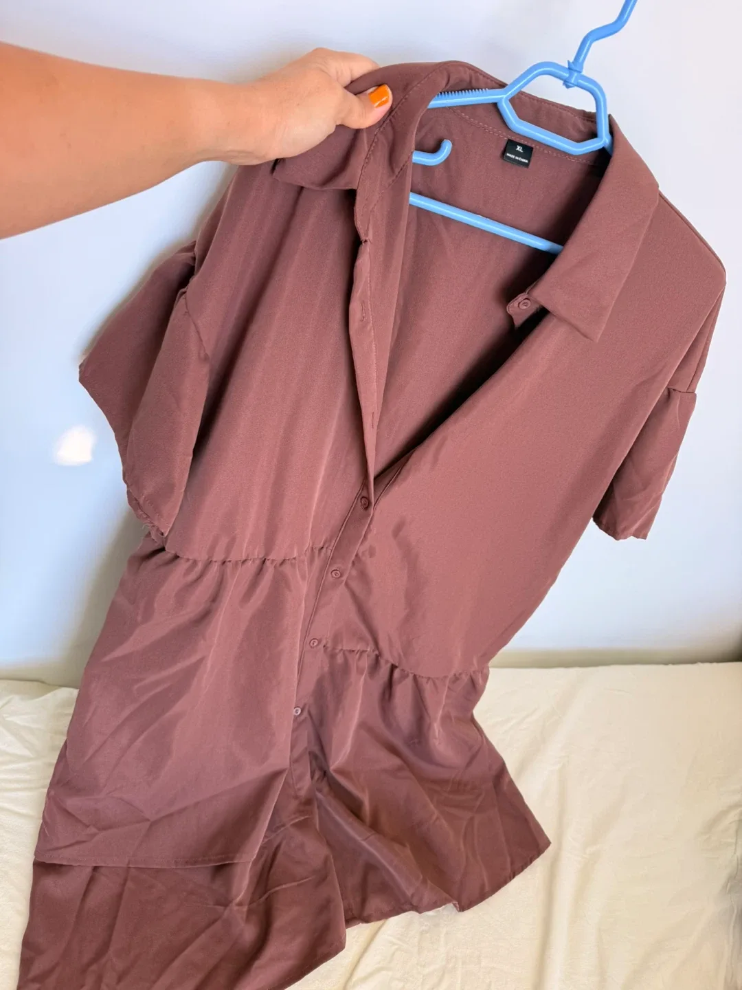 Brown button-up shirt dress size XL