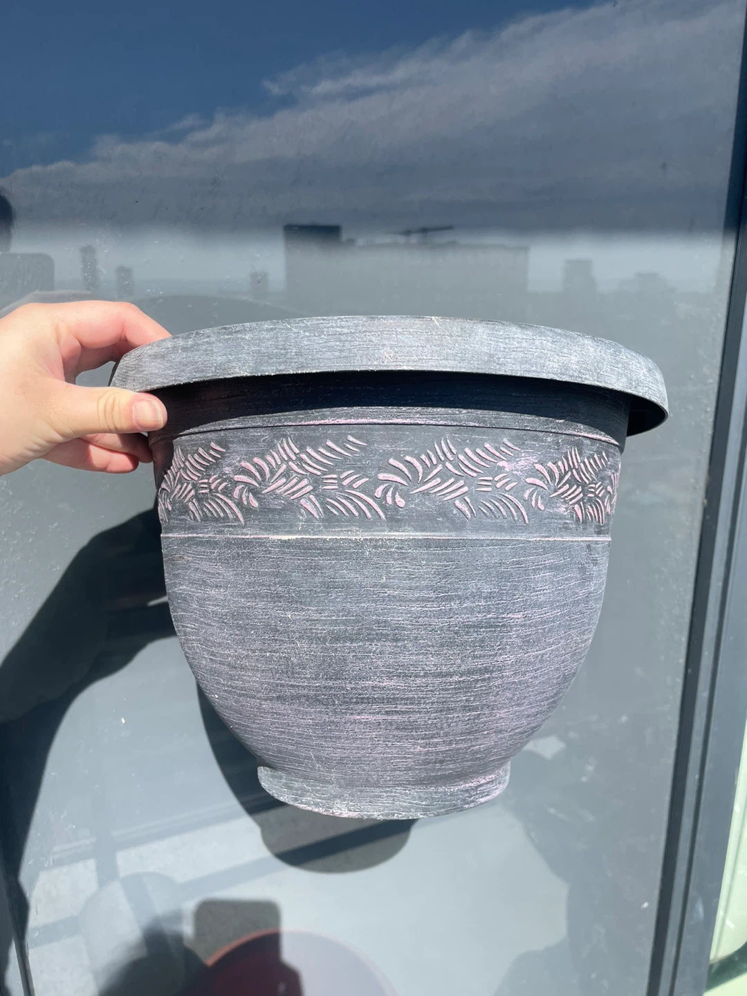 Decorative Grey Plastic Planter