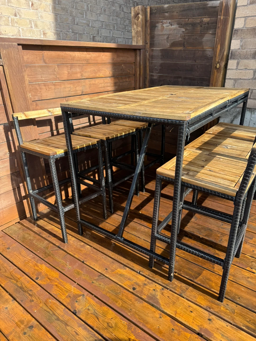 Outdoor Bar Table and Stools Set