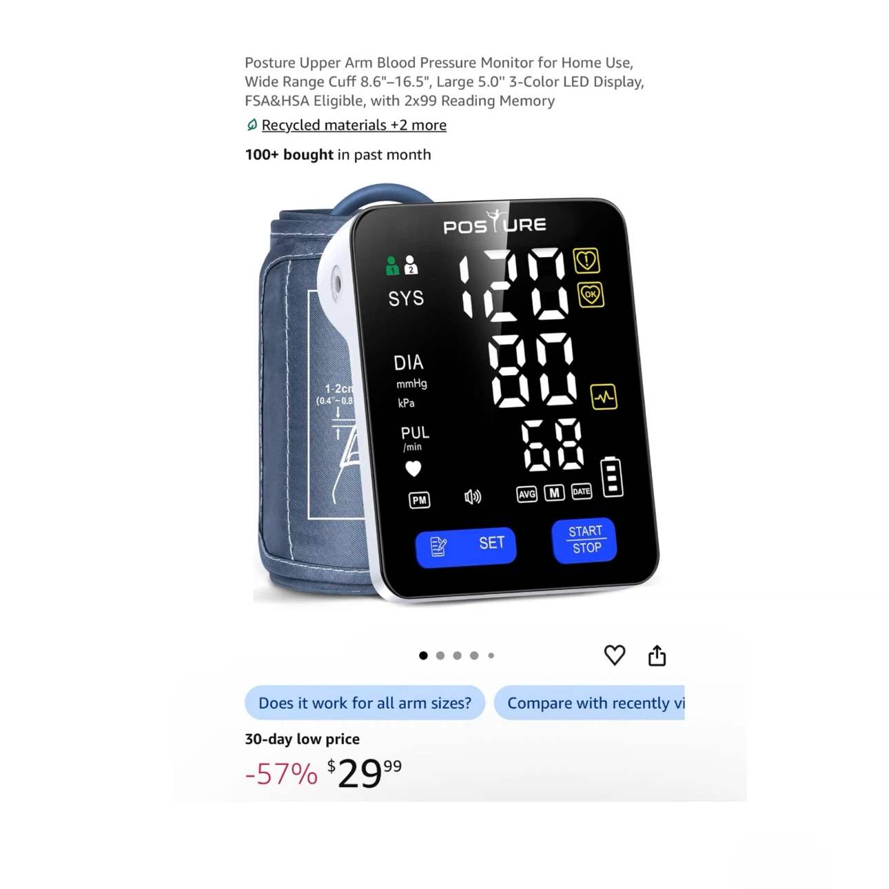 Brand new Posture Upper Arm Blood Pressure Monitor