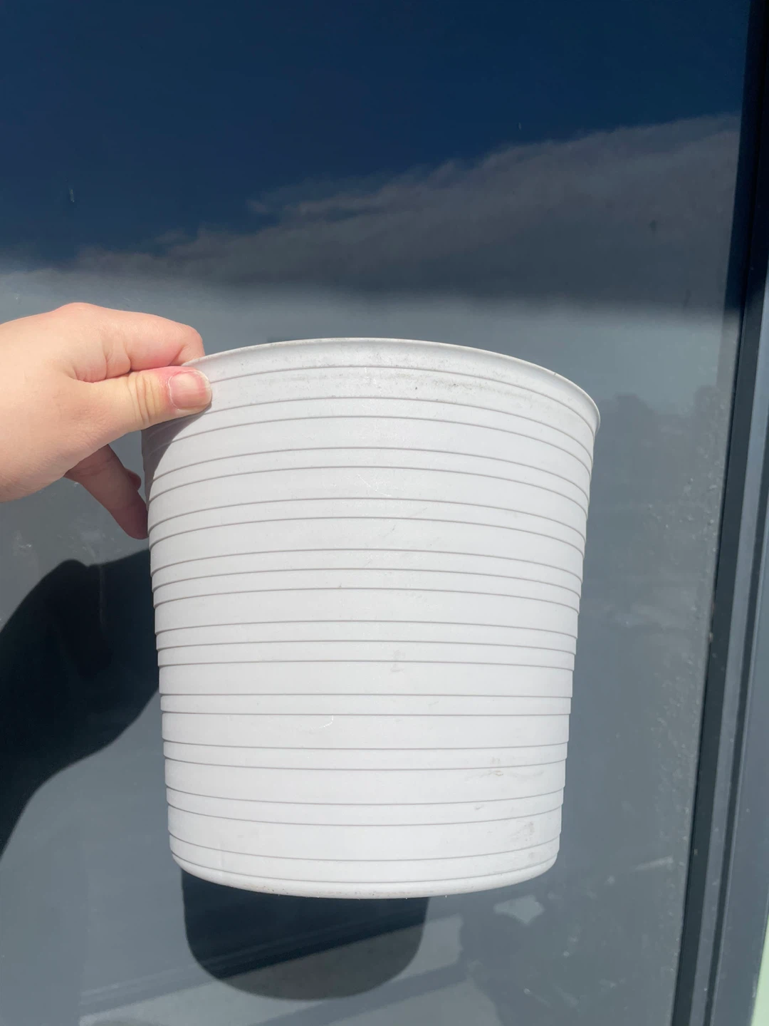 White plastic planter