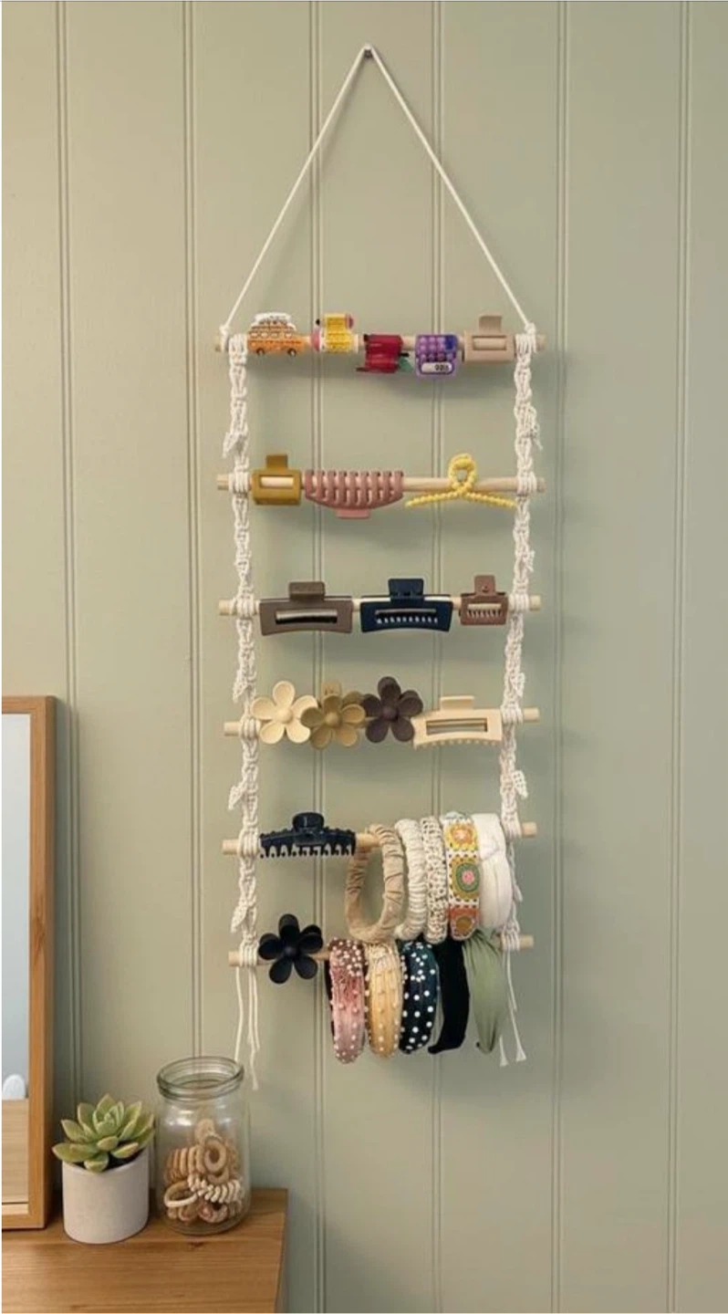 Macrame Wall Hanging Hair Accessory Organizer