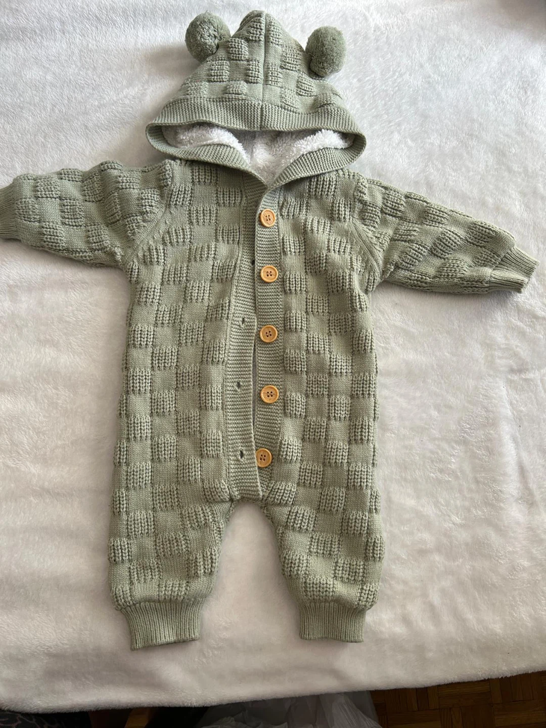 Baby Hooded Knitted Romper