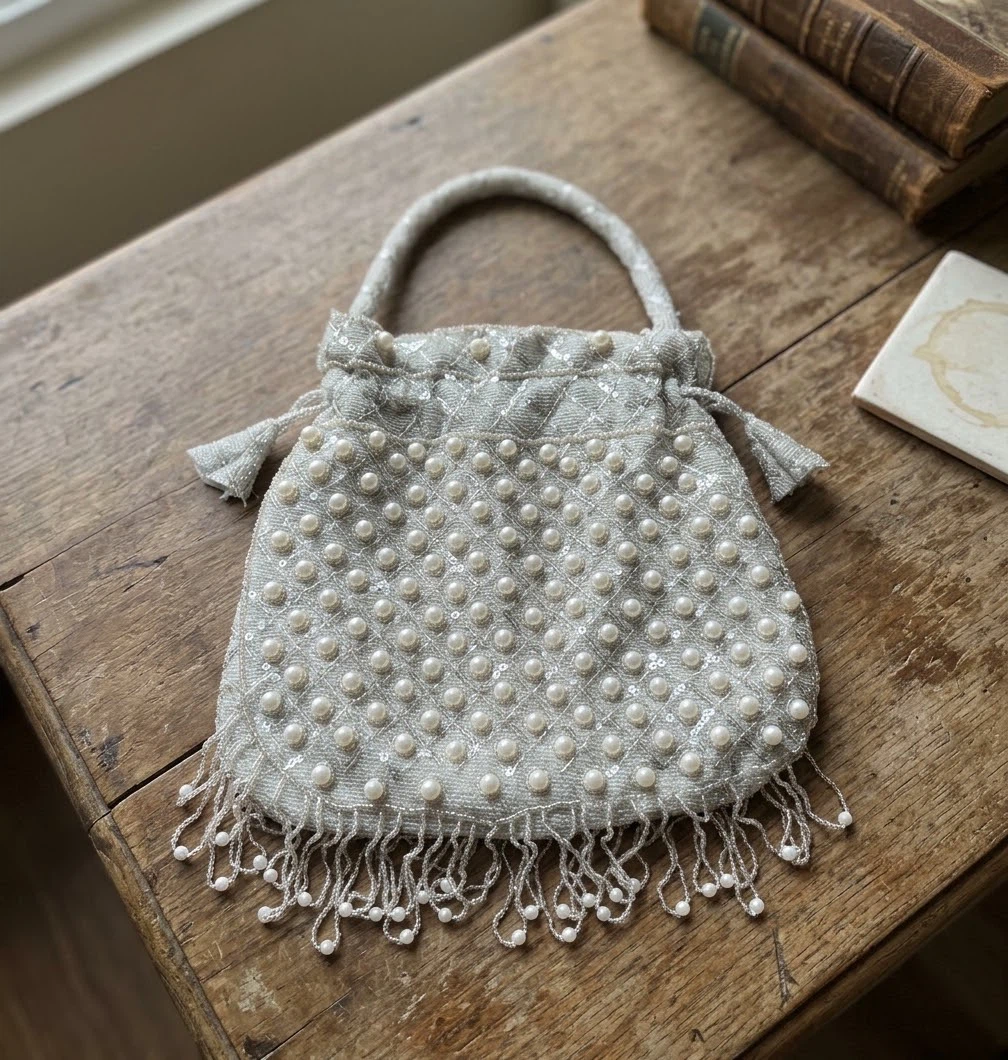 Vintage Beaded and Pearl Handbag