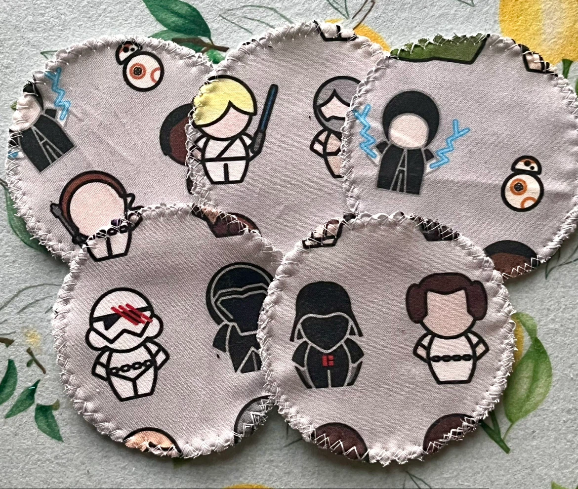 (5) Star Wars Fabric Washable Makeup Remover Pads w/Zorb