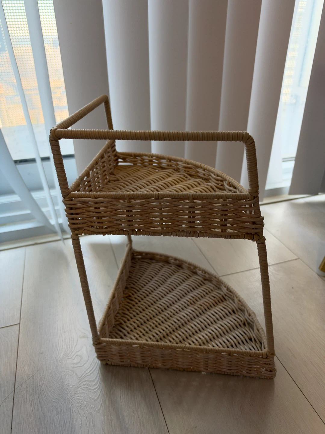 Two-Tier Wicker Corner Shelf for Organization - photo 3