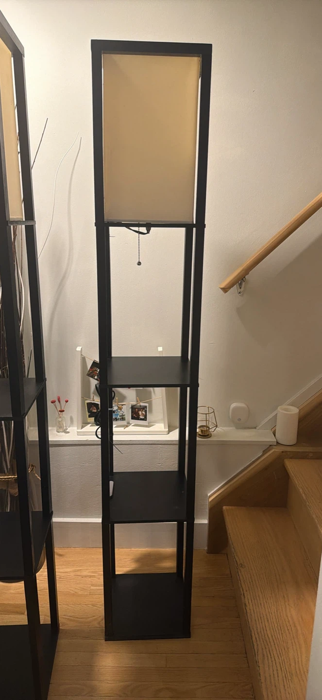 Two Black Shelf Floor Lamps - photo 2
