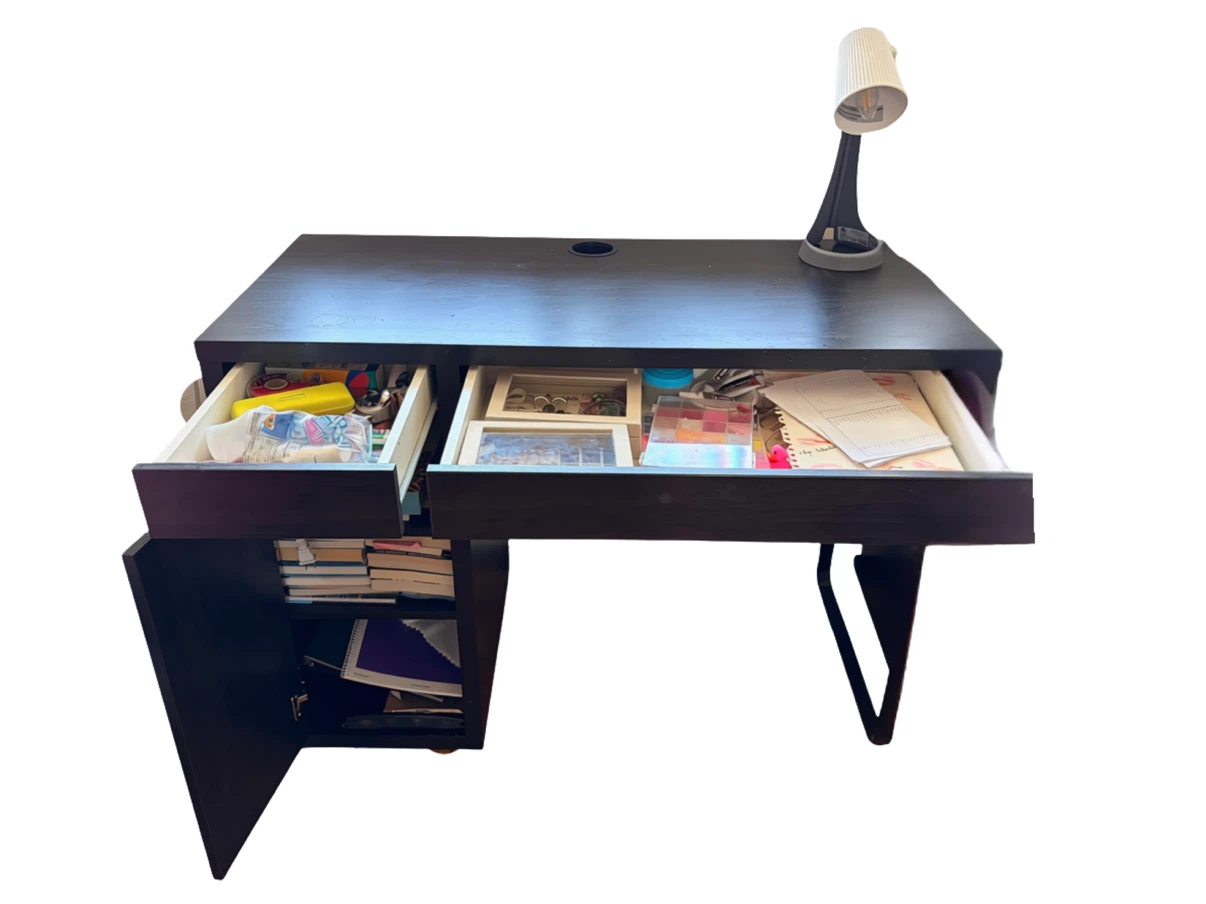 Ikea Dark Brown Wooden Desk with Storage - photo 2