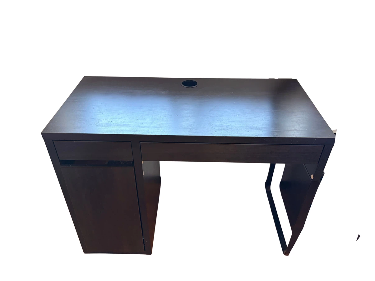 Ikea Dark Brown Wooden Desk with Storage