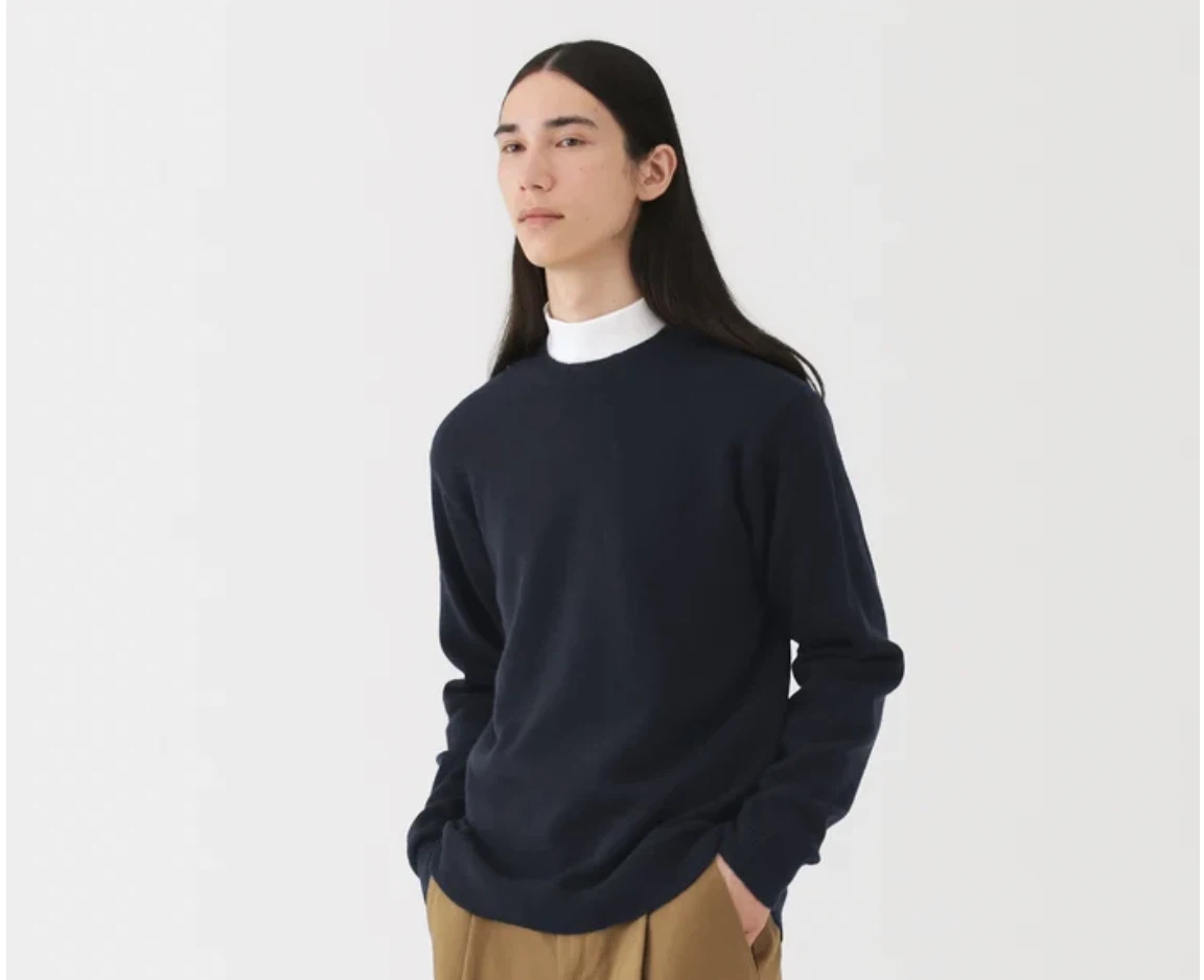 Muji Men’s Navy Wool Crew Neck Sweater Size Small