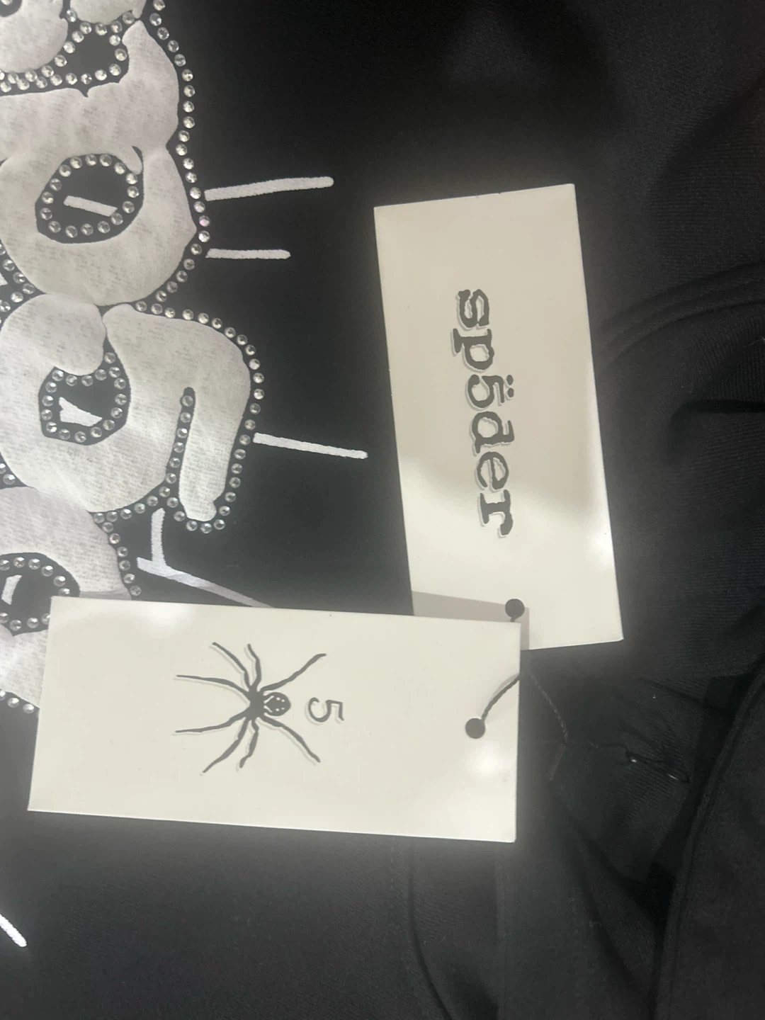 Sp5der Black Rhinestone Web Hoodie - photo 2