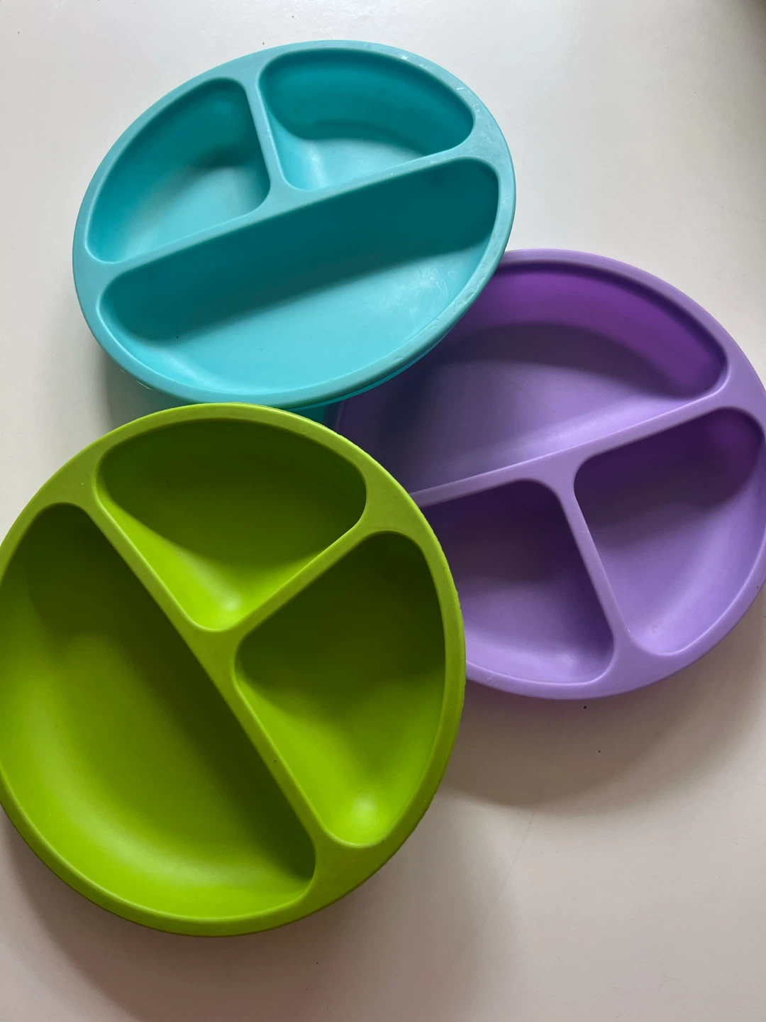 Set of 3 Silicone Divided Suction Plates