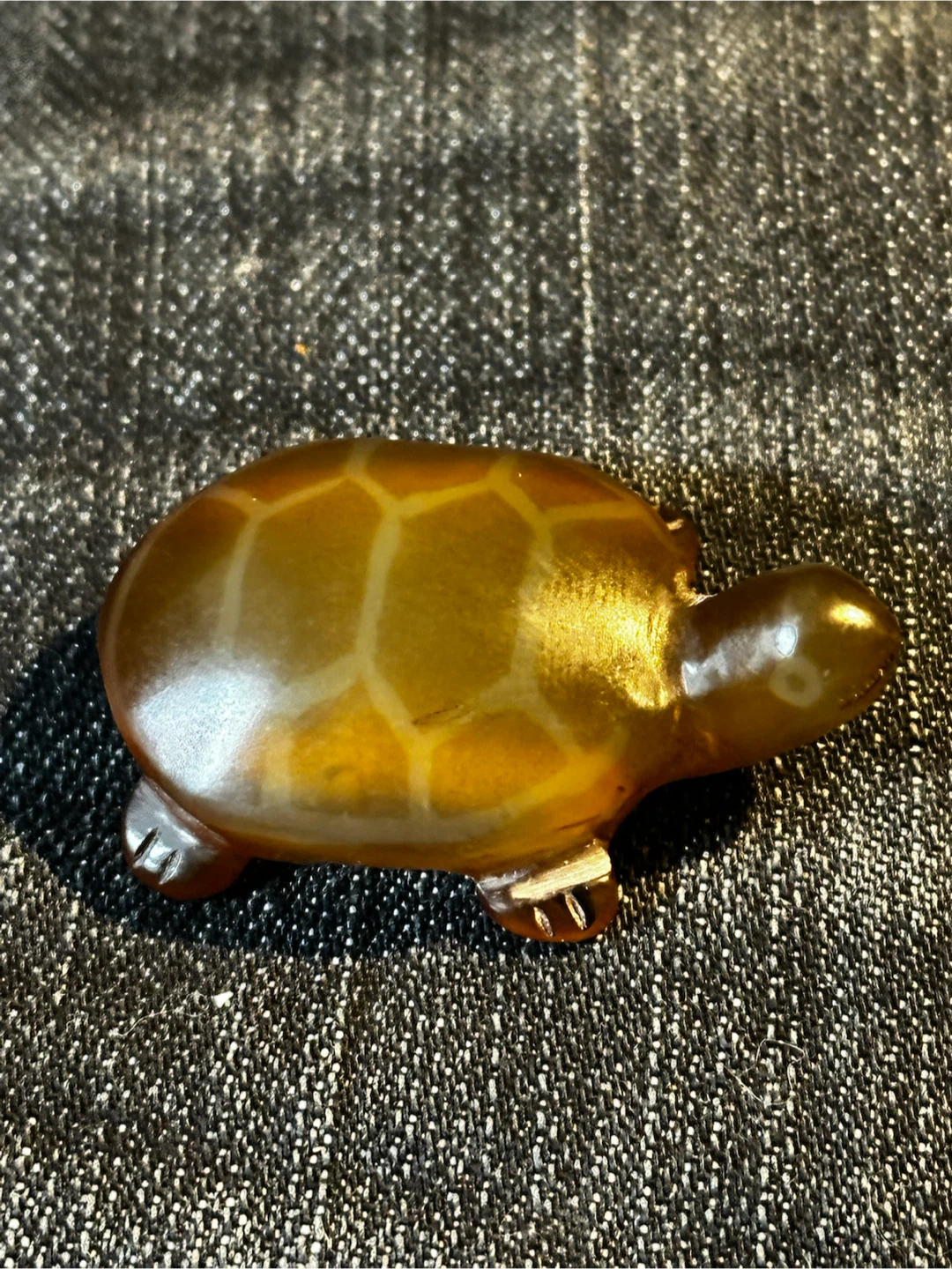 Vintage Carnelian Agate Turtle Netsuke Toggle Bead - photo 2