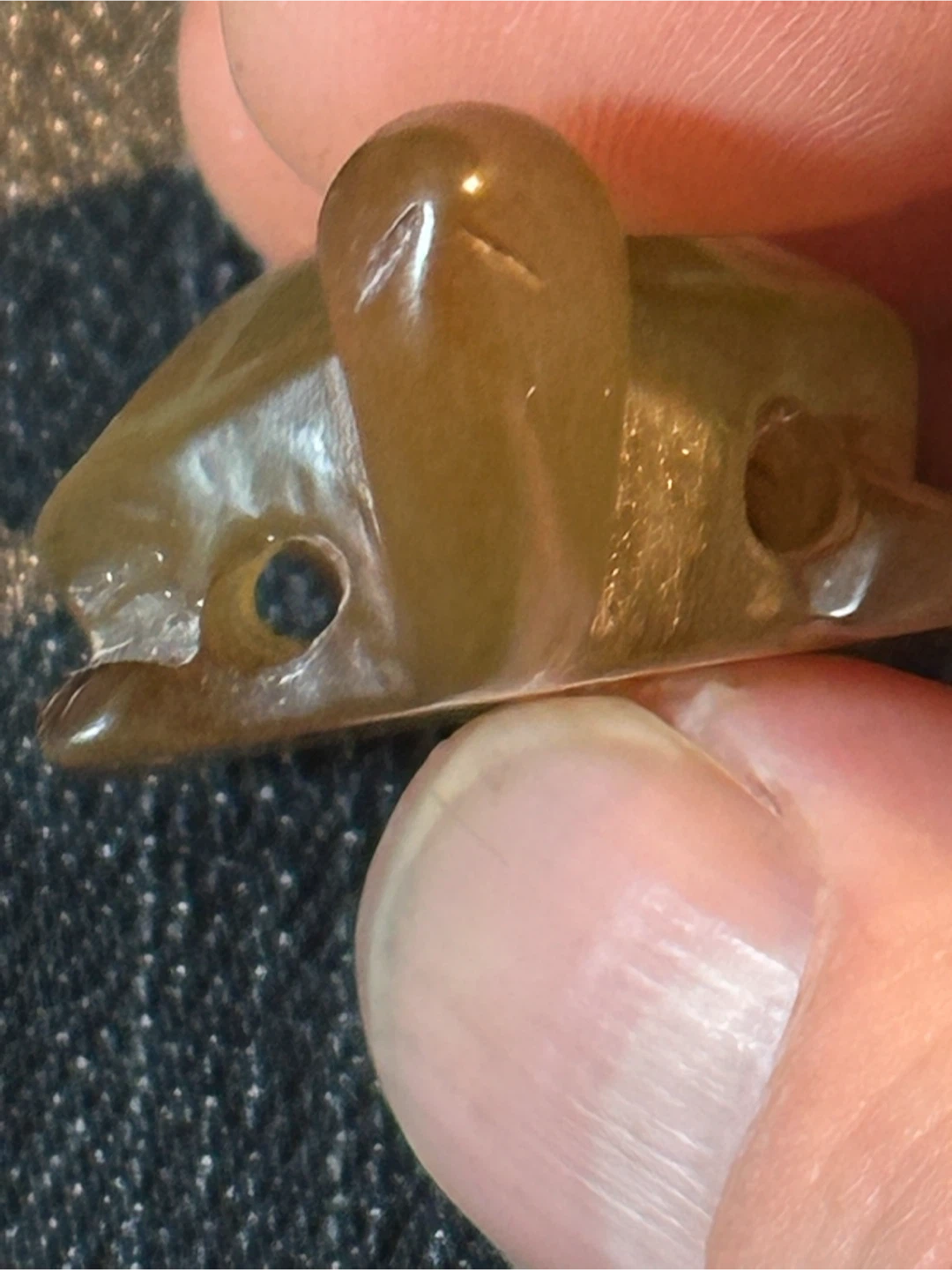 Vintage Carnelian Agate Turtle Netsuke Toggle Bead - photo 3