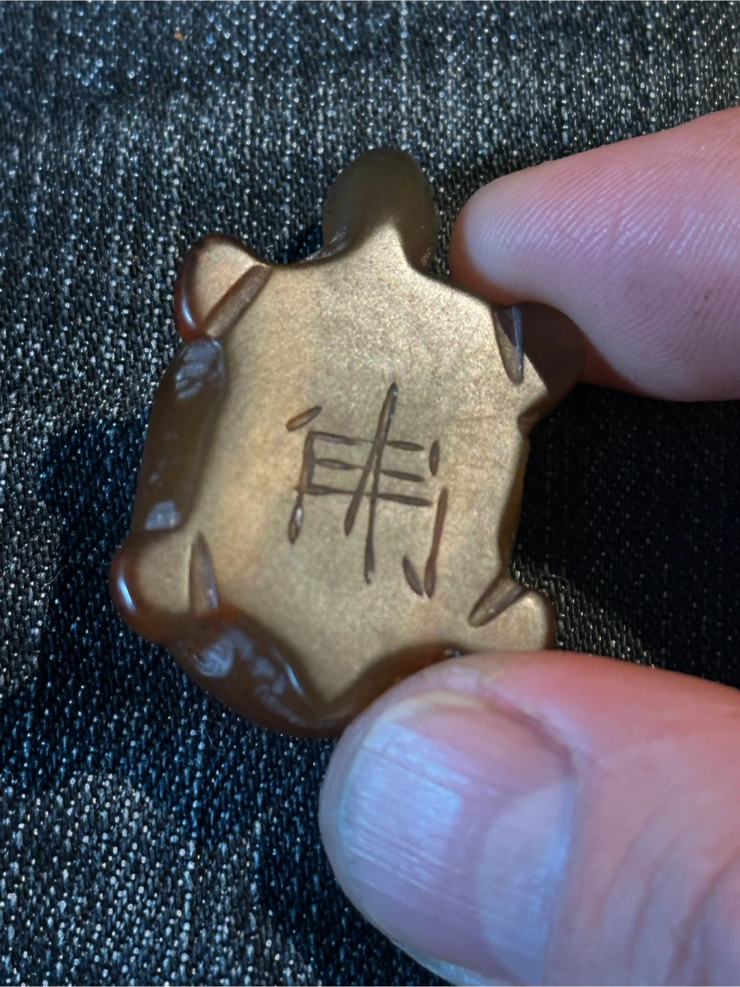 Vintage Carnelian Agate Turtle Netsuke Toggle Bead - photo 5