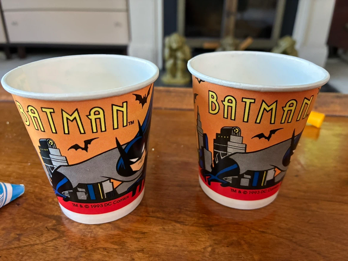 Vintage 1993 Batman DC Comics Cups collectible comic book movie