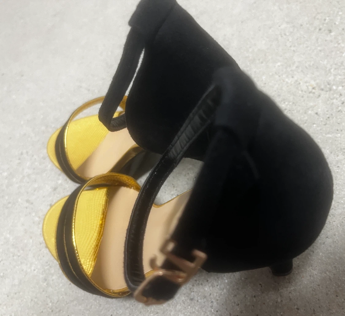 Black and Gold Ankle Strap Heels - photo 5