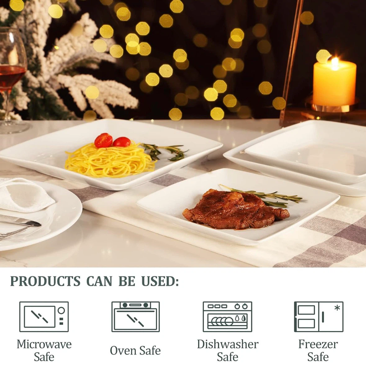 Set of 6 White Square Plates - photo 2