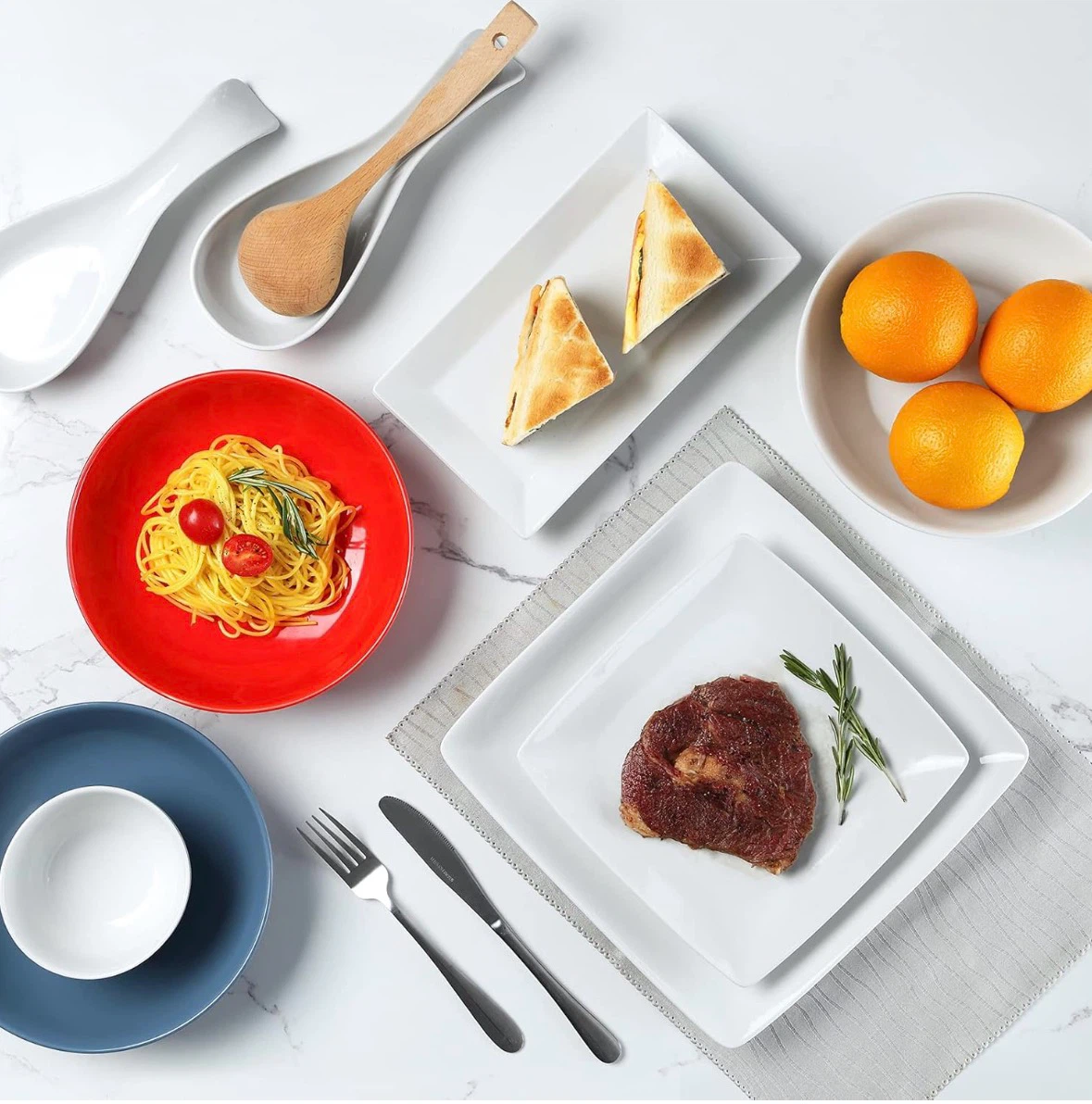 Set of 6 White Square Plates - photo 3