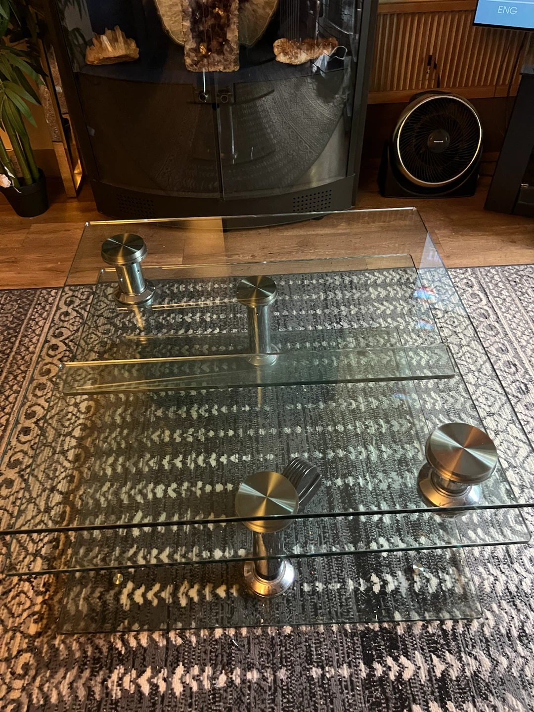 Modern tiered glass coffee table