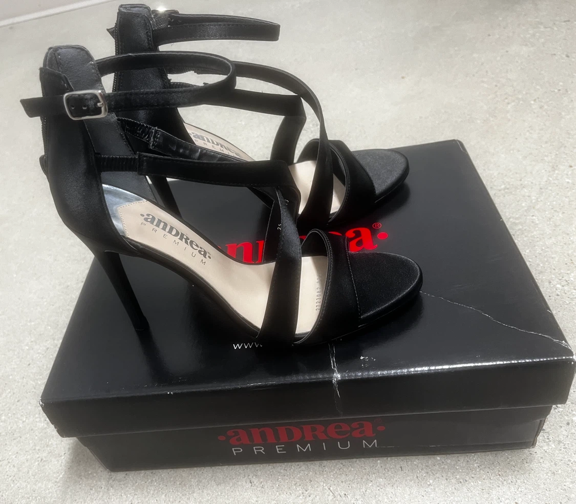 Andrea Premium Black Stiletto Sandals