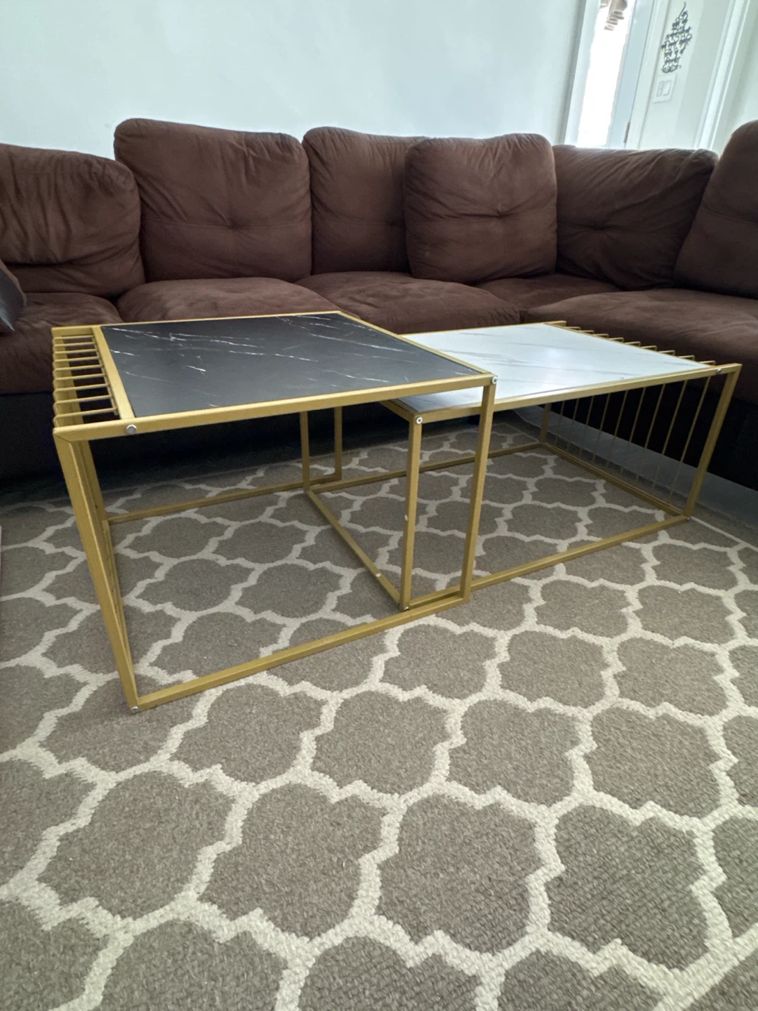 Modern Gold Metal Nesting Coffee Tables