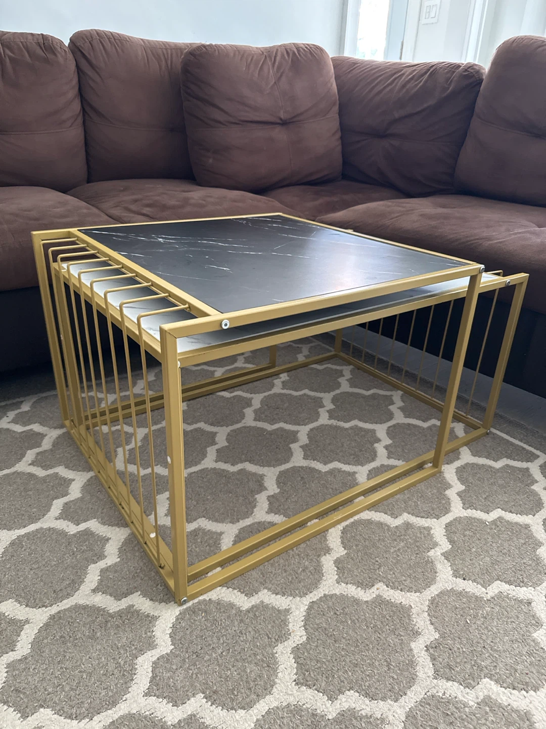 Modern Gold Metal Nesting Coffee Tables - photo 2