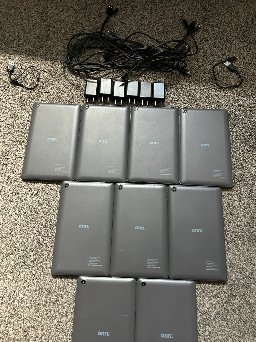 Lot of 9 onn. Tablets with Chargers