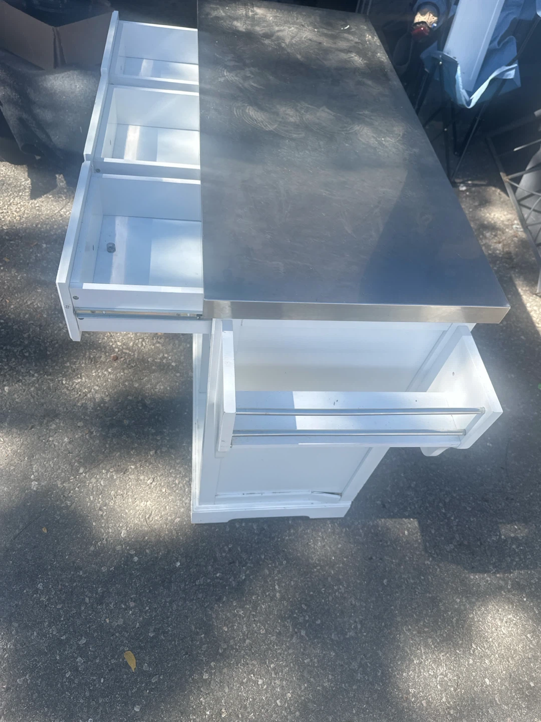 White Kitchen Island with Stainless Steel Top - photo 2