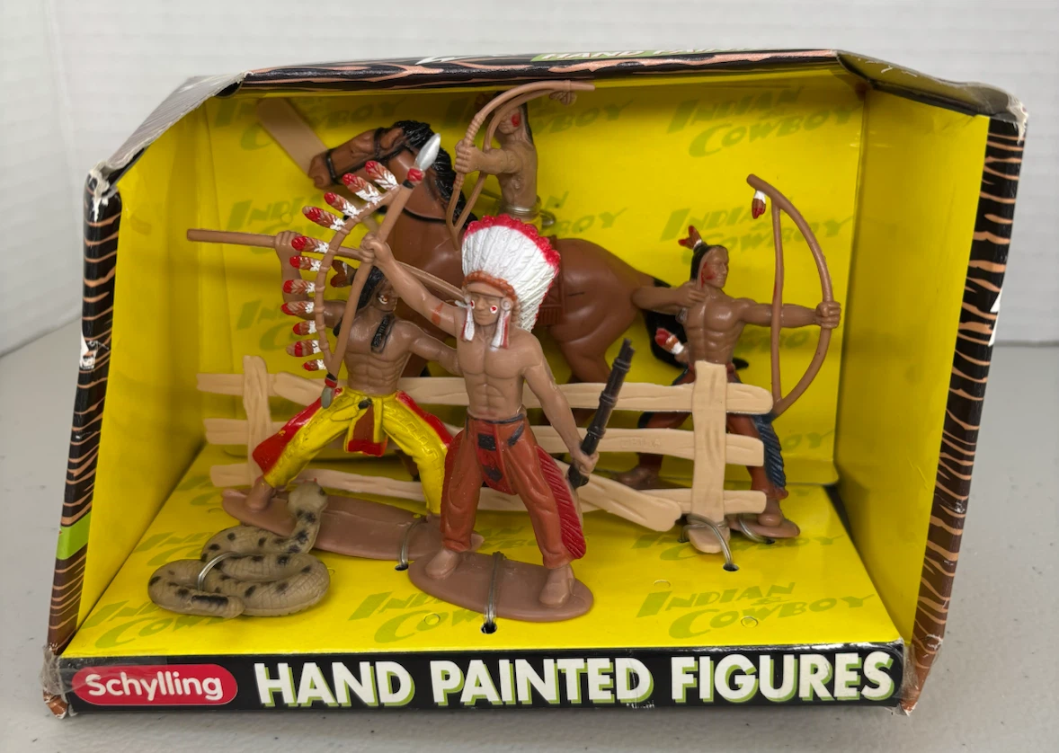 Schylling Indian & Cowboy Hand Painted Figures Set