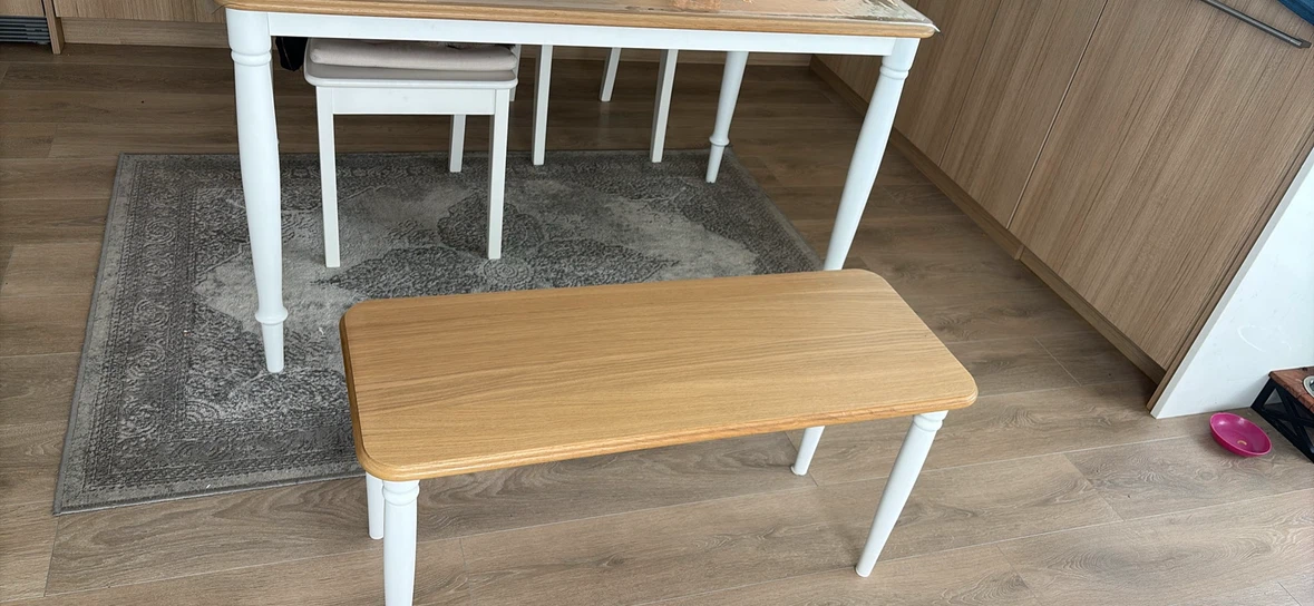Modern Oak & White Dining Set – Table, Bench + 2 Chairs - photo 3