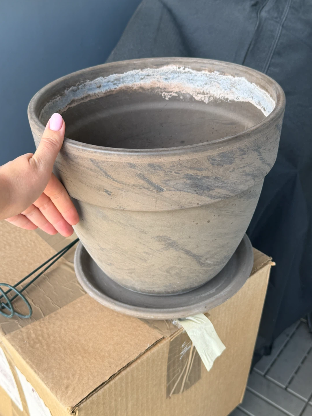 Clay planter with saucer