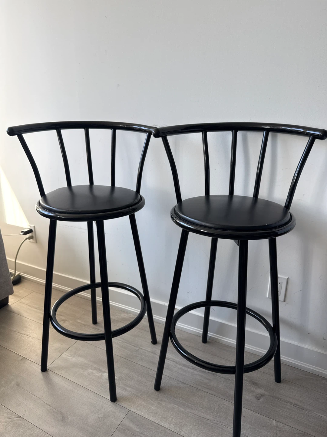 Set of Two Black Bar Stools