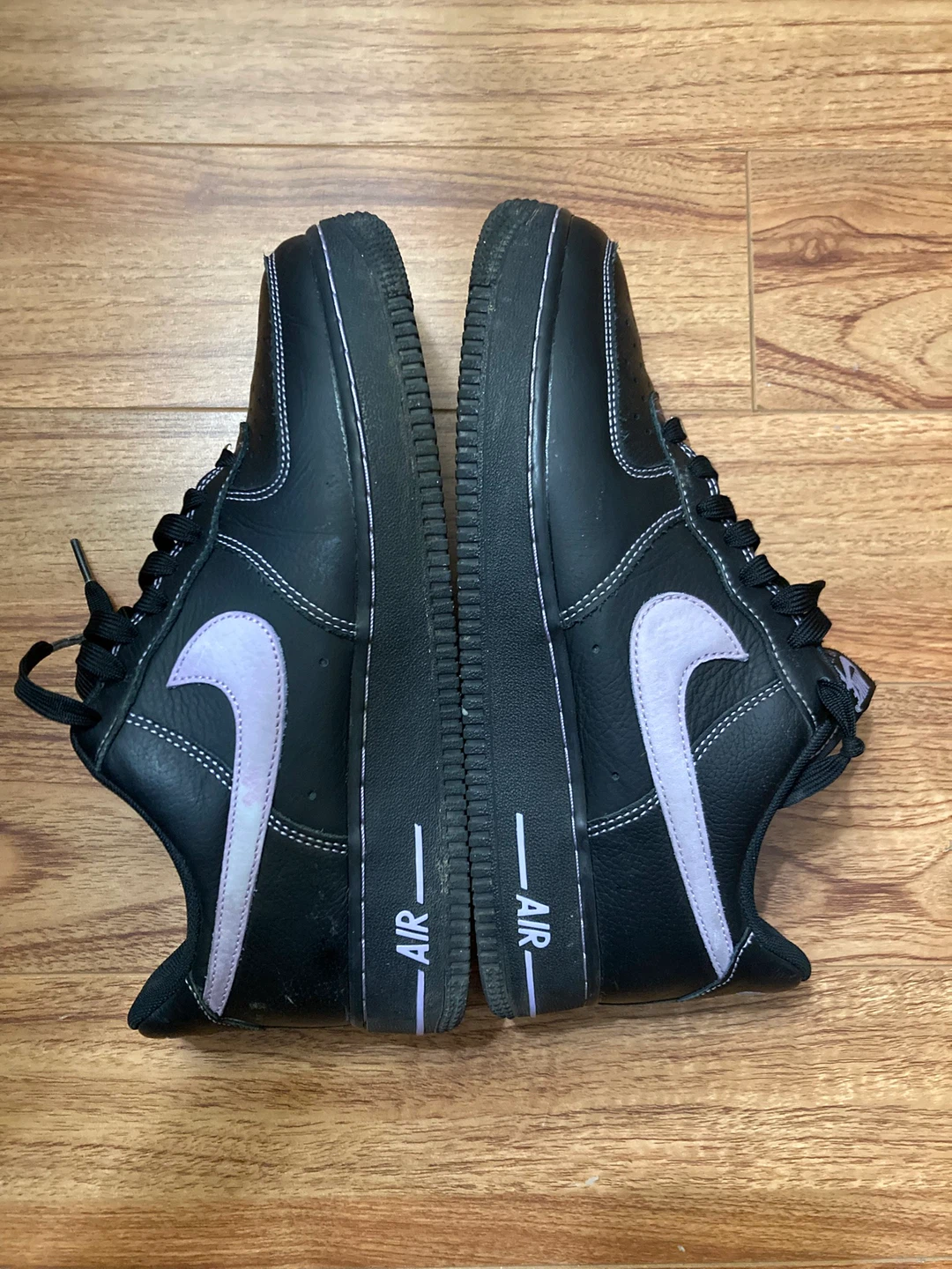 Nike Air Force 1 Black and Lilac Sneakers