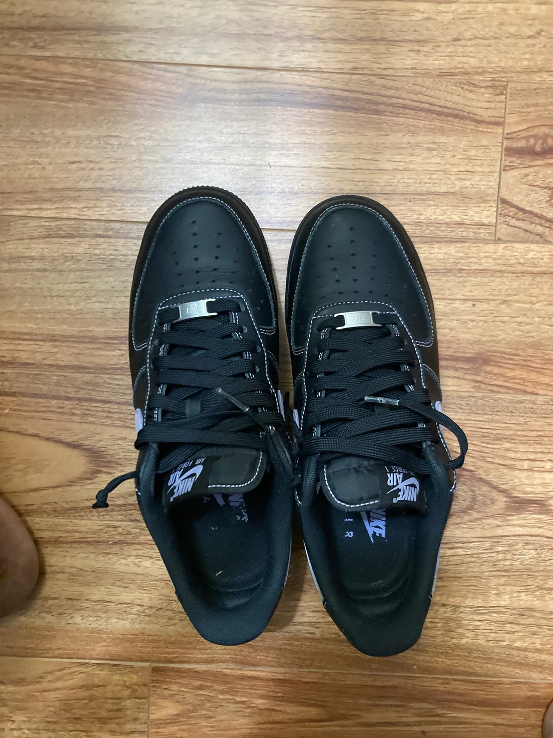 Nike Air Force 1 Black and Lilac Sneakers - photo 2