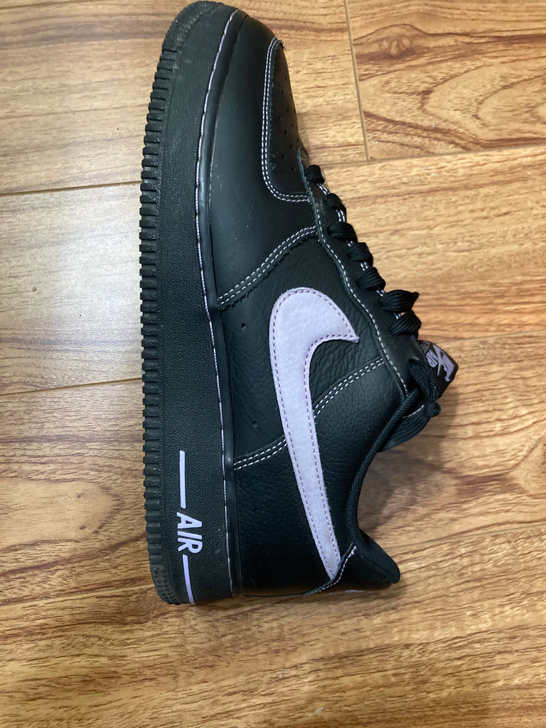 Nike Air Force 1 Black and Lilac Sneakers - photo 3