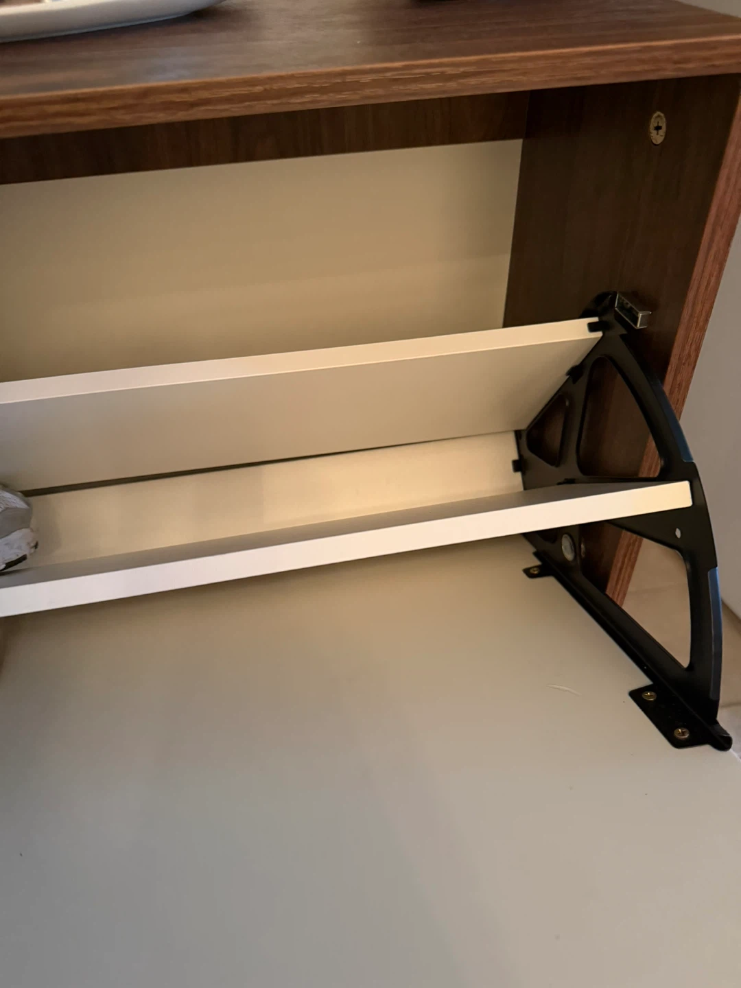 Modern Walnut and White Shoe Cabinet - photo 3