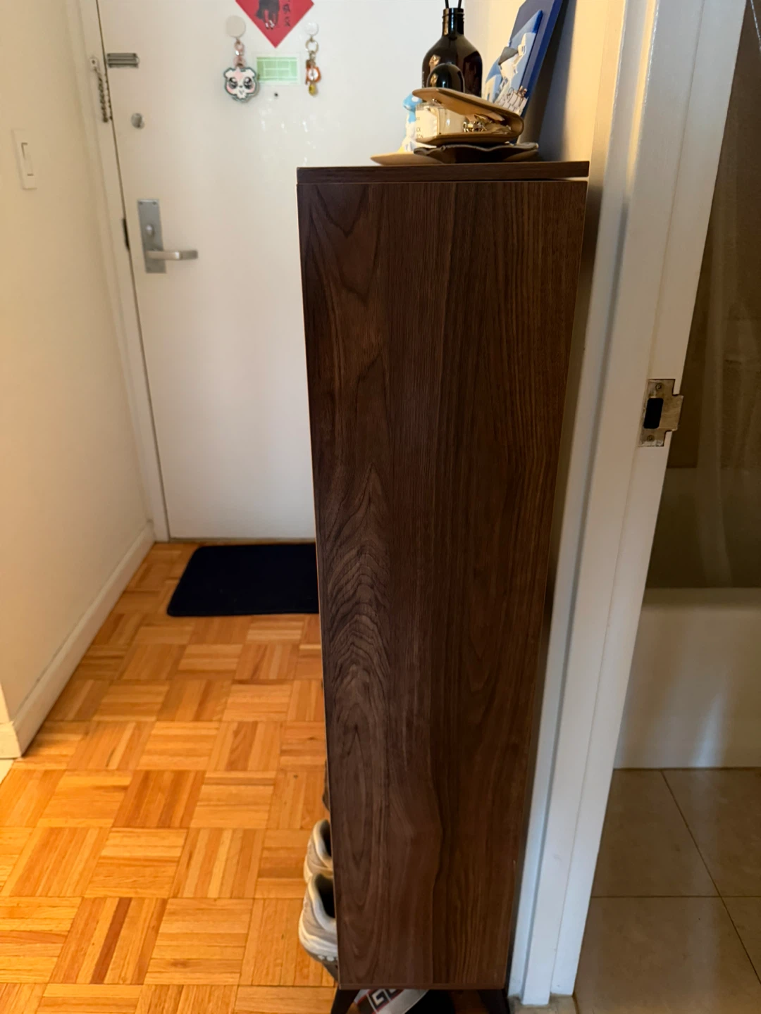 Modern Walnut and White Shoe Cabinet - photo 4