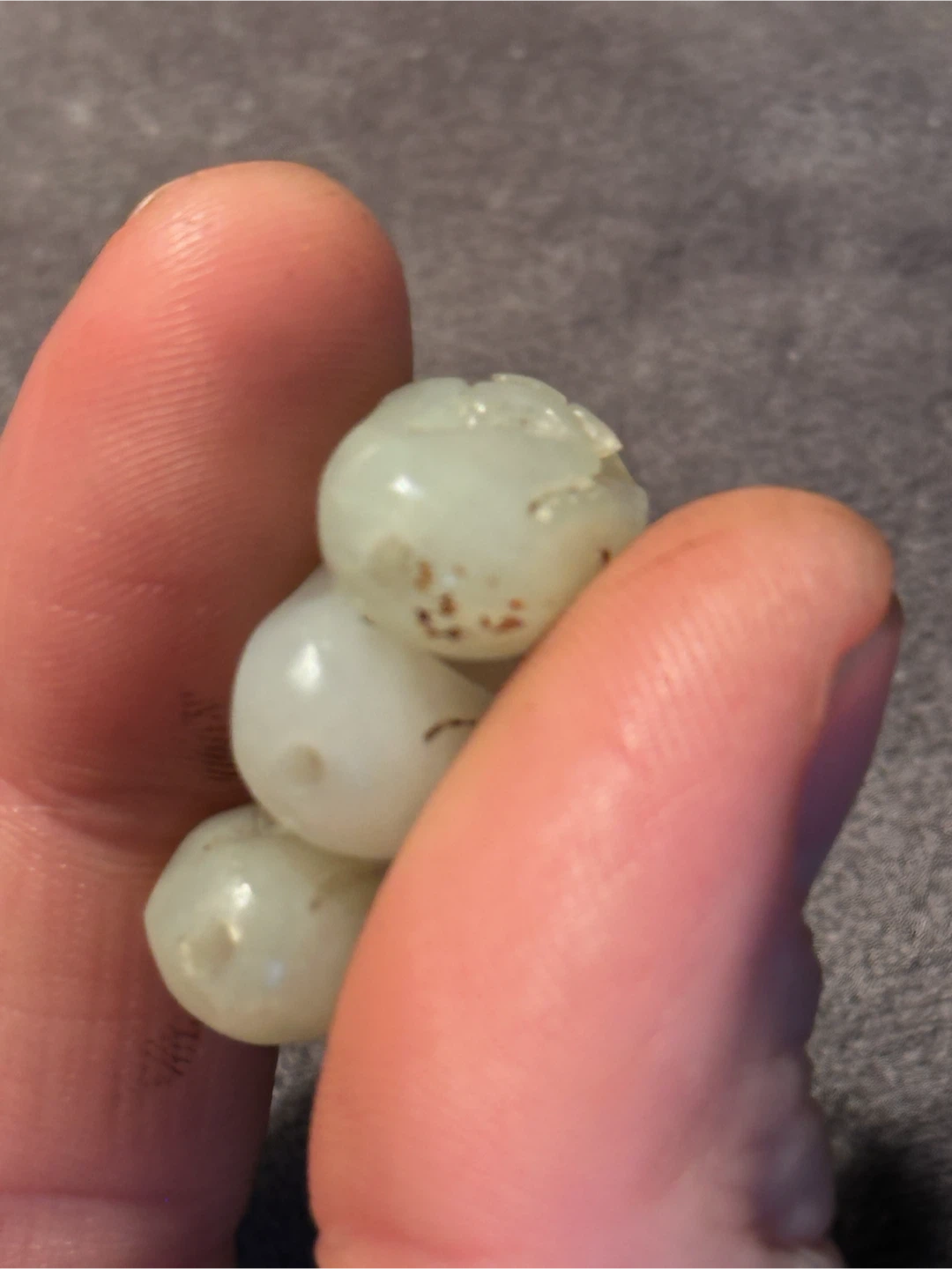 3pc Icy White Type A Jade Openwork Carved Bead Set - photo 4