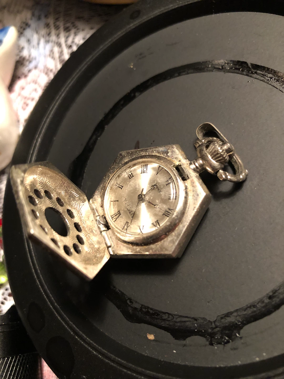Vintage Hexagonal Pendant Pocket Watch